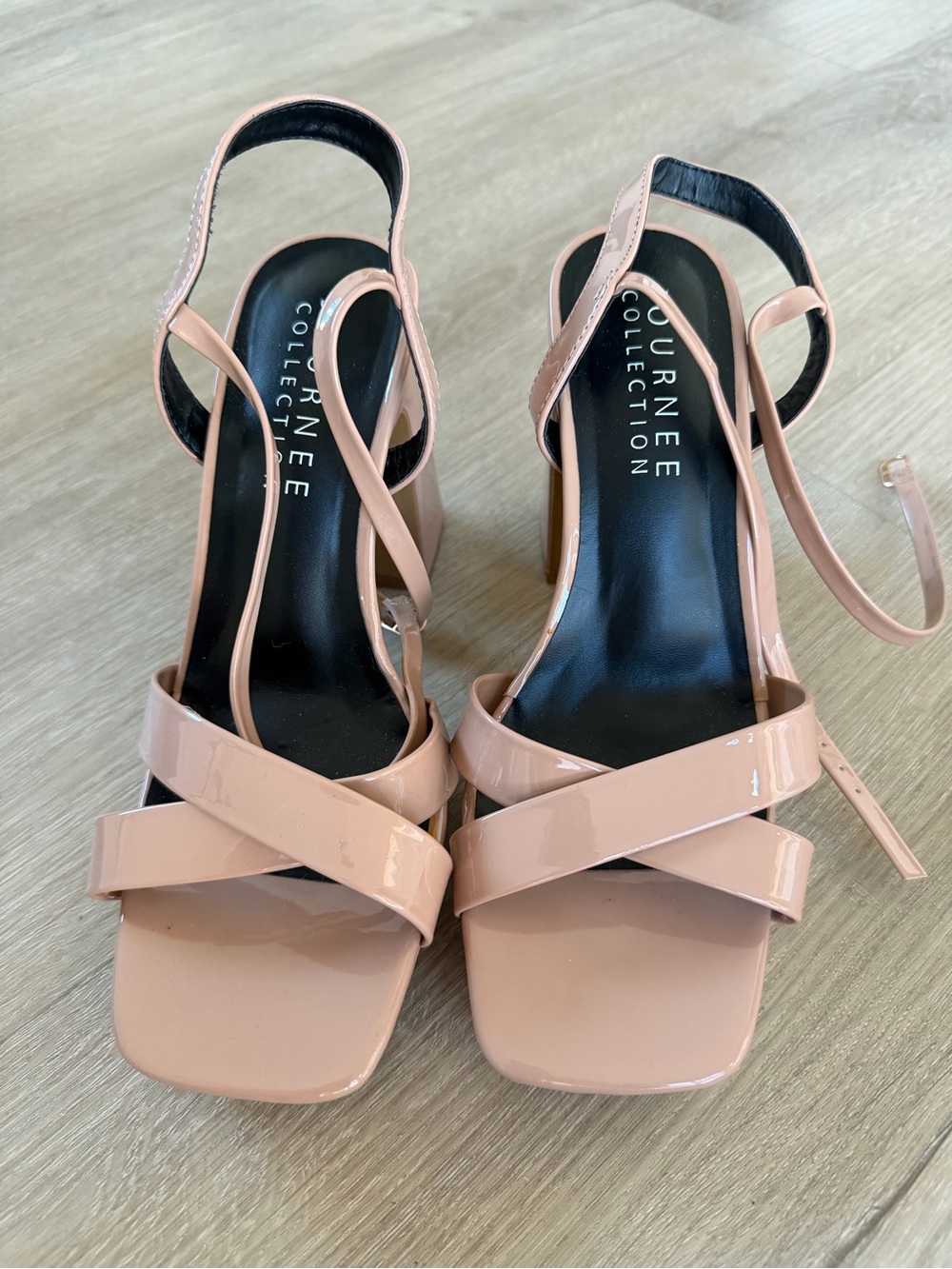 Journee Collection beige Block Heel Sandals, 7 1/2